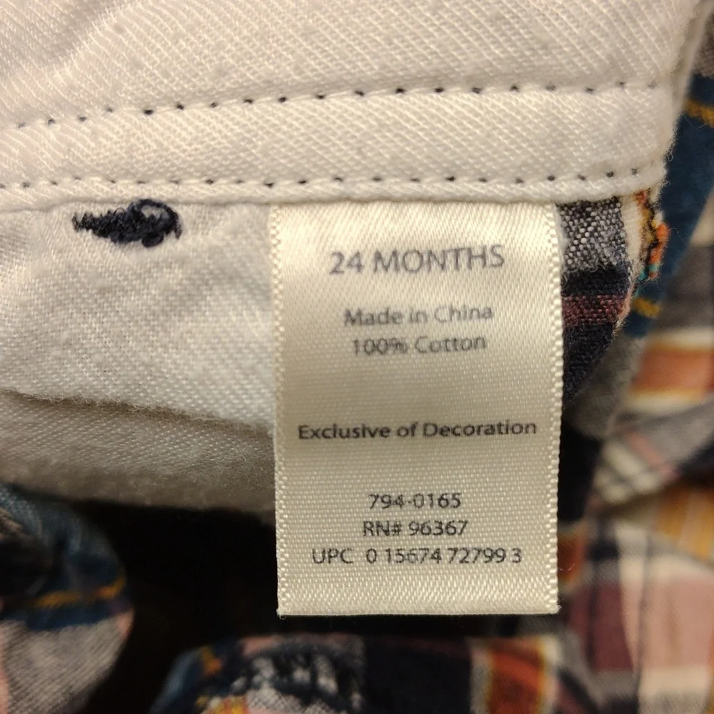 OshKosh B'gosh Kids Plaid Shorts Overalls Blue, Maroon, Mustard, Teal And Cream